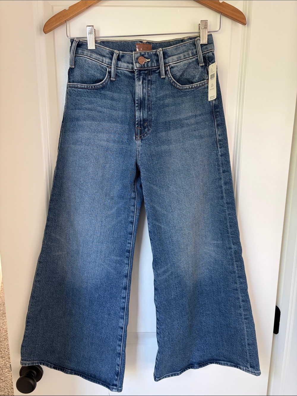 MOTHER The Hustler Roller Ankle Wide-Leg Cropped Jeans